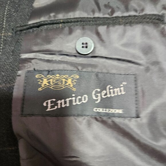 Mens Enrico Gelini Plaid Wool Blazer Jacket 3-Button Front Charcoal Gray Size 42 - Picture 6 of 14